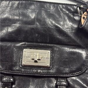 Tyler Rodan Black Croc-Embossed Shoulder Bag